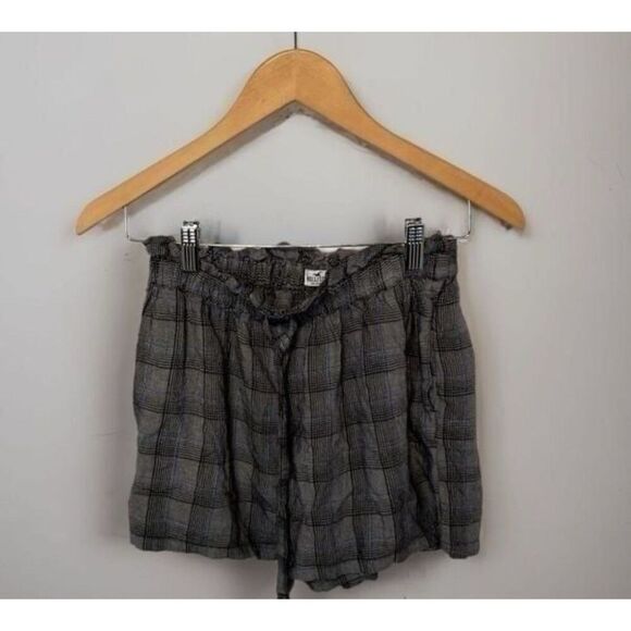 Hollister Shorts Womens S Plaid Gray White Elastic Waist Preppy Stretch Y2K - Picture 2 of 5